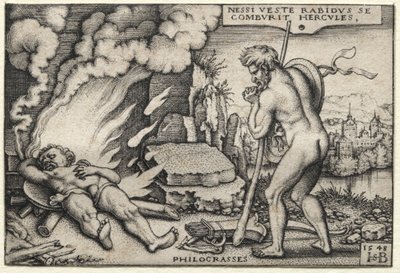 Hercule sur son bûcher, 1548. - Hans Sebald Beham