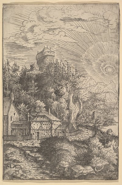 Paysage avec un château perché sur un rocher, 1553 - Hans Sebald Lautensack