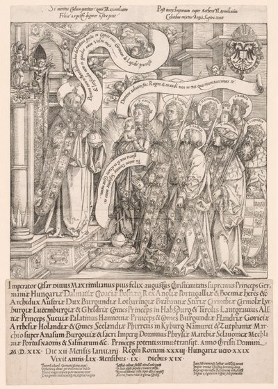 Maximilien présenté par ses saints patrons au Tout-Puissant - Hans Springinklee