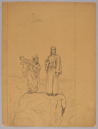 Die Versuchung Christi, verso: Christus gekreuzigt - Hans Thoma