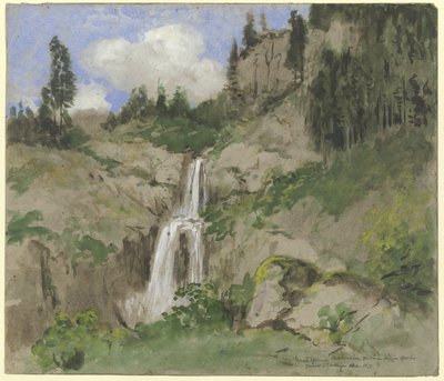 Paysage avec cascade (décor pour un théâtre de marionnettes) - Hans Thoma