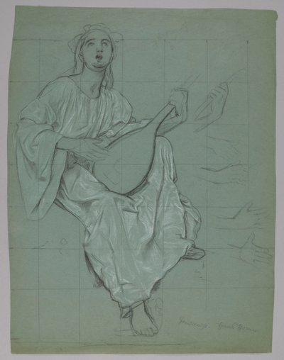 Lutnistka (recto et verso) - Hans Thoma