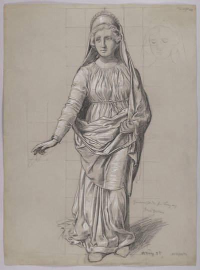Projet de costume pour Fricka, verso : esquisse de costume pour une Walkyrie - Hans Thoma
