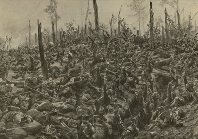 Attaque allemande sur les blockhaus et tranchées français dans le Bois-le-Prêtre après le bombardement d