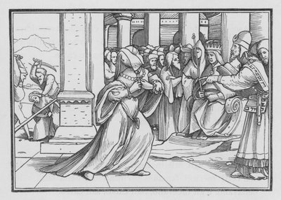 Athalie, pressant vers le temple, est saisie et tuée, 2 Rois XI, 14 - Hans after Holbein the Younger