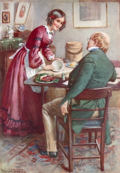Ruth Pinch prépare un pudding - Harold Copping