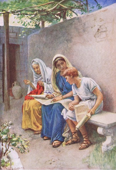 Timothée apprenant les écritures, illustration de Harold Copping Pictures: The Crown Series, c.1920s - Harold Copping