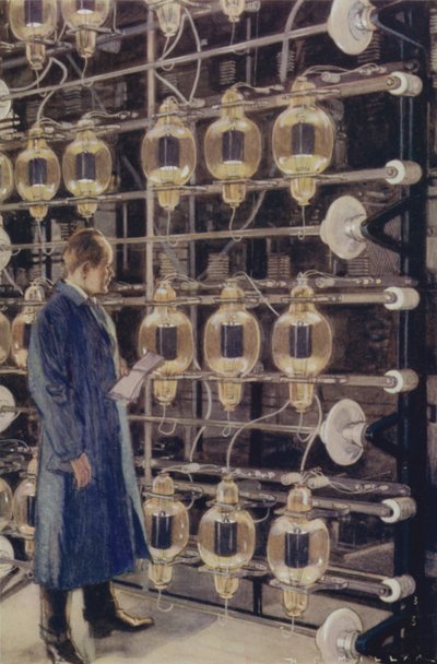 Valves thermioniques dans la station de télégraphie sans fil Marconi à Cefn Du, près de Caernarfon, Pays de Galles - Harold Robert Millar