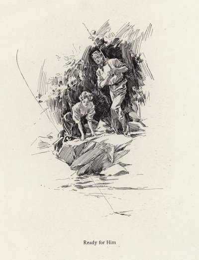 Homme et femme pêchant dans une rivière ou un ruisseau - Harrison Fisher