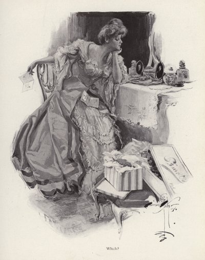 Jeune femme choisissant entre deux prétendants - Harrison Fisher