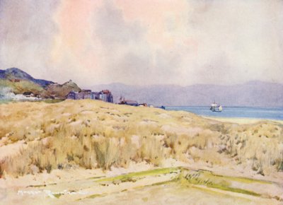 Terrains de golf : Aberdovey, le village depuis le deuxième tee - Harry (1878 1950) Rountree