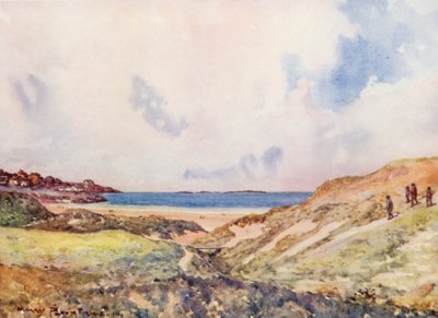 Terrains de golf : Portrush, arrivant au dix-septième green (lithographie en couleur) - Harry (1878 1950) Rountree