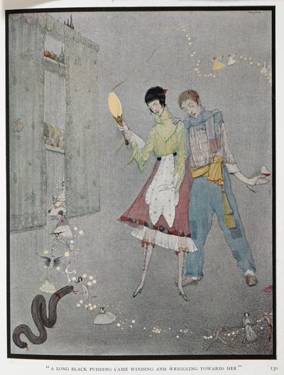 "Un long boudin noir vint se tortiller vers elle." Illustration pour l
