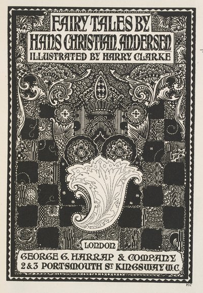 Page de titre illustrée, avec des symboles et des carrés. - Harry Clarke
