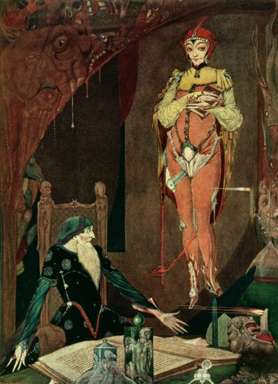 "Y a-t-il quelque chose dans mon pauvre pouvoir pour vous servir?", illustration de Faust par Goethe, traduit par John Anster - Harry Clarke