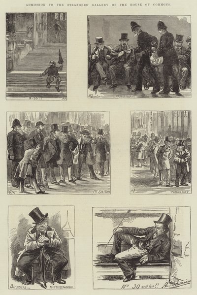 Admission à la Galerie des Étrangers de la Chambre des communes - Harry Furniss