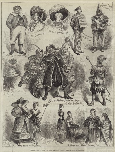 Personnages du bal costumé à l