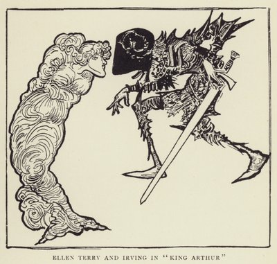 Ellen Terry et Irving dans le Roi Arthur - Harry Furniss