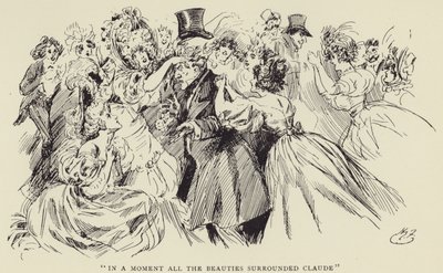 En un instant, toutes les beautés entourèrent Claude - Harry Furniss