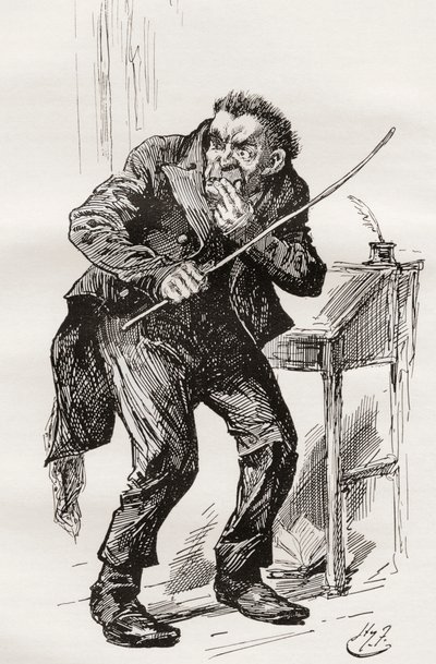 M. Squeers. Illustration par Harry Furniss pour le roman de Charles Dickens 
