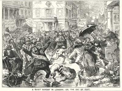 Caricature de Punch : Un Dimanche Tranquille à Londres ; ou, le Jour de Repos - Harry Furniss