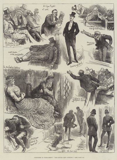 Croquis au Parlement, La Chambre reste assise - Harry Furniss