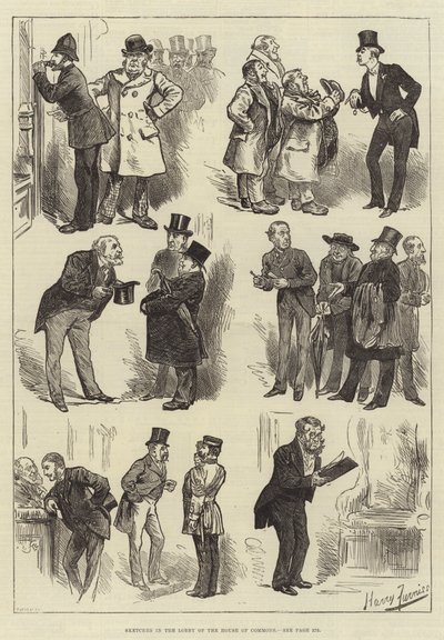 Croquis dans le hall de la Chambre des communes - Harry Furniss