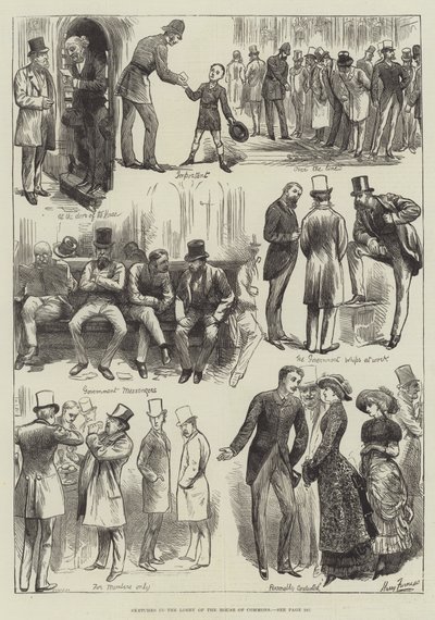 Croquis dans le hall de la Chambre des communes - Harry Furniss