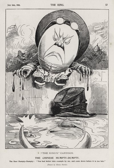 Le Humpty Dumpty chinois, caricature sur la rébellion des Boxers et la guerre des Boers (gravure) - Harry Furniss