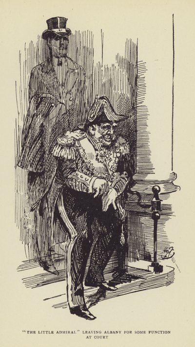 Le Petit Amiral quittant Albany pour une fonction à la cour - Harry Furniss
