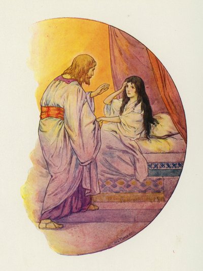 "Il dit : "Petite fille, lève-toi ! (lithographie couleur) - Harry George Theaker