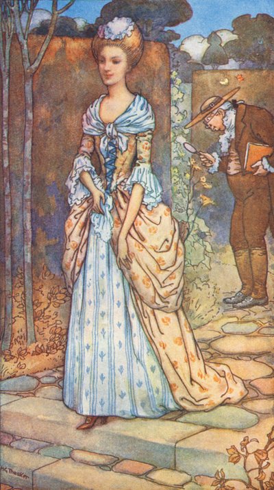 Le roi et la dame, une légende du règne de la reine Anne (lithographie couleur) - Harry George Theaker