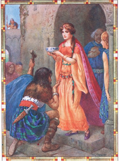 "The lady of Lock Awe" (extrait de The Token) (lithographie couleur) - Harry George Theaker