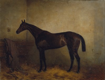 Chaplet, une jument de course baie dans un box, c.1877 - Harry Hall