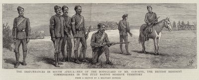 Les troubles en Afrique du Sud, hommes de la garde du corps de M. Osborne, le commissaire résident britannique dans le territoire de la réserve des Zoulous - Harry Hamilton Johnston