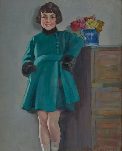 Fille souriante (huile sur panneau) - Harry J. Pearson