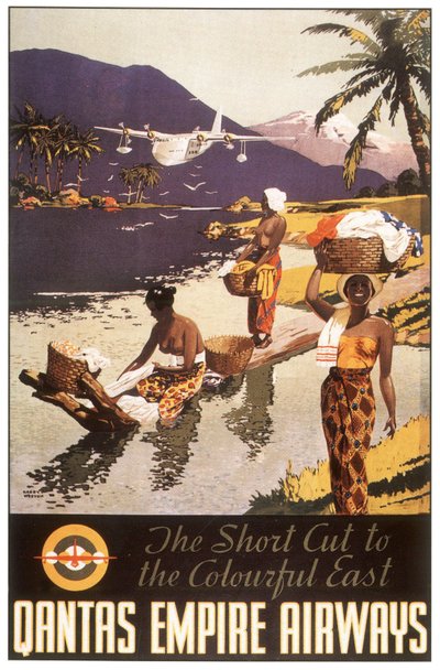 Publicité Qantas empire airways, Carte postale, vers 1950-1954 (affiche) - Harry J. Weston