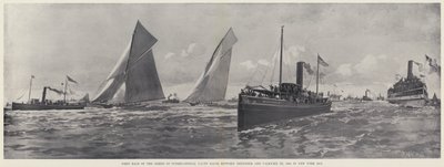 Première course de la série de courses de yachts internationales entre Defender et Valkyrie III - Harry M. Pettit