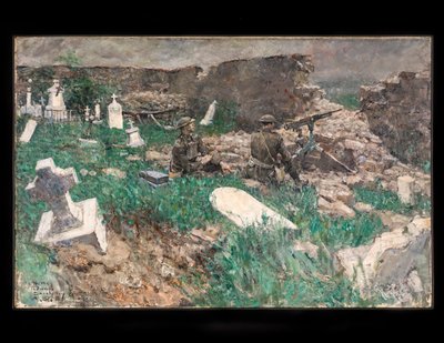 Emplacement de mitrailleuse, vers 1918 (huile sur toile) - Harvey T. Dunn