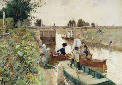 Plaisanciers dans une Écluse sur la Tamise - Hector Caffieri