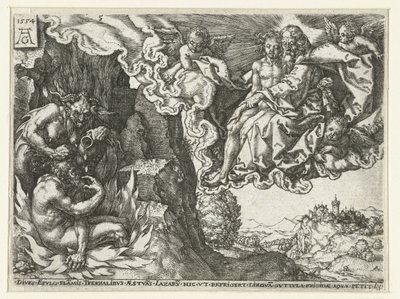 Le riche en enfer voit Abraham avec Lazare - Heinrich Aldegrever