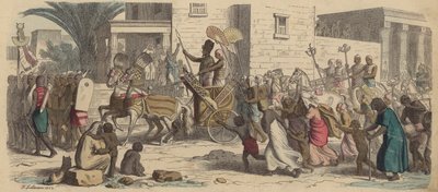Un pharaon égyptien ancien partant en guerre - Heinrich Leutemann