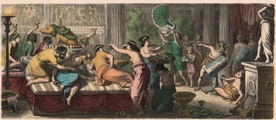 Rome antique : Un banquet avec une performance de gladiateurs - Heinrich Leutemann