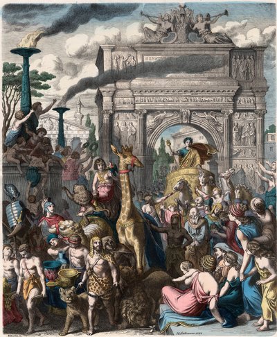 Rome antique : Une procession triomphale dans le forum romain - Heinrich Leutemann