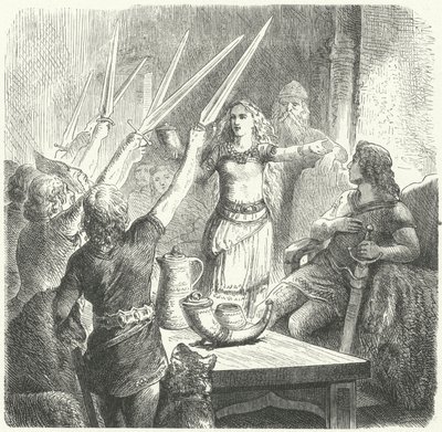 Les Baltes trinquant à la santé des enfants de leur roi (gravure) - Heinrich Leutemann