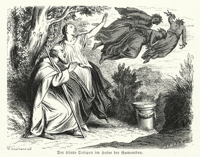 Œdipe et Antigone dans le bosquet des Euménides (gravure) - Heinrich Leutemann