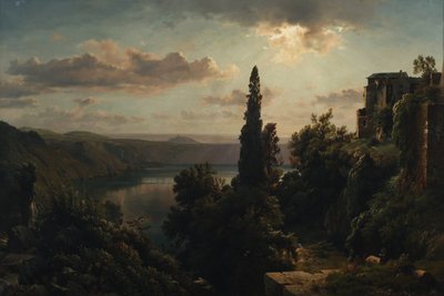 Vue du lac de Nemi dans les monts Albains près de Rome - Heinrich Louis Theodor Gurlitt