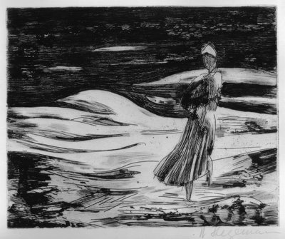 Fille sur la plage en soirée (Sylt) - Heinrich Stegemann