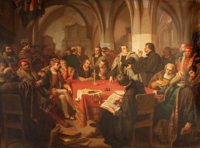 August Noack Discussion sur la religion au château de Marburg 1869 sans cadre - Heinrich Stürzl