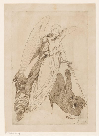 Ange soulevant une sainte femme et battant un démon - Heinrich Vianden